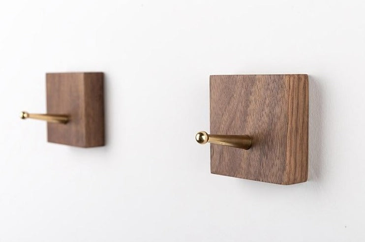 Brass & Wood Wall Hook - Minimal Coat and Bag Hanger - Image 5