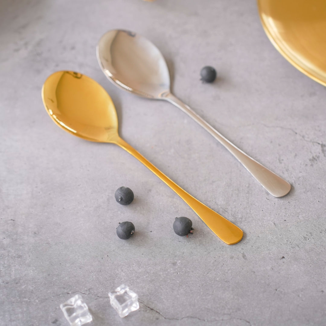 Oval 10 inch Serving Spoon | Gold & Silver | Stainless Steel