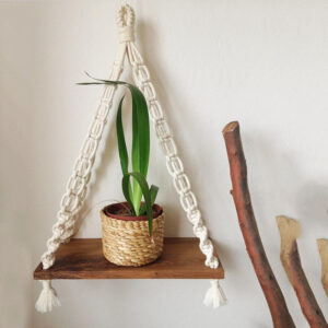 Macrame Hanging Shelf - Woven Wall Storage Display