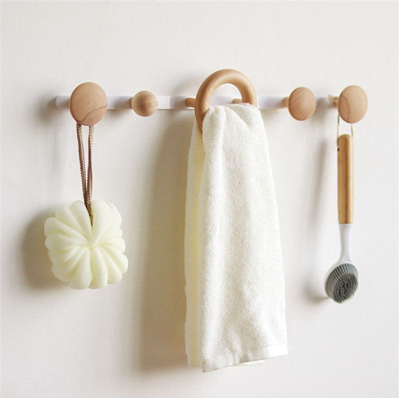 Pin Dot Wood Wall Hooks - Minimal Coat & Key Hangers - Image 5