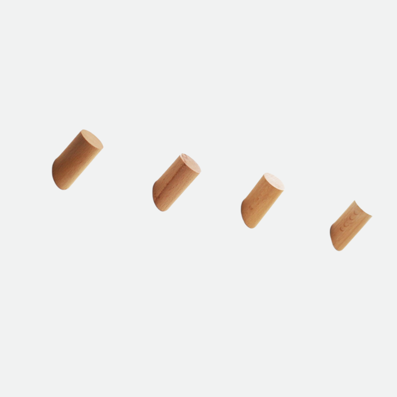 Natural Wood Wall Peg Hooks - Minimal Coat & Hat Hangers - Image 2